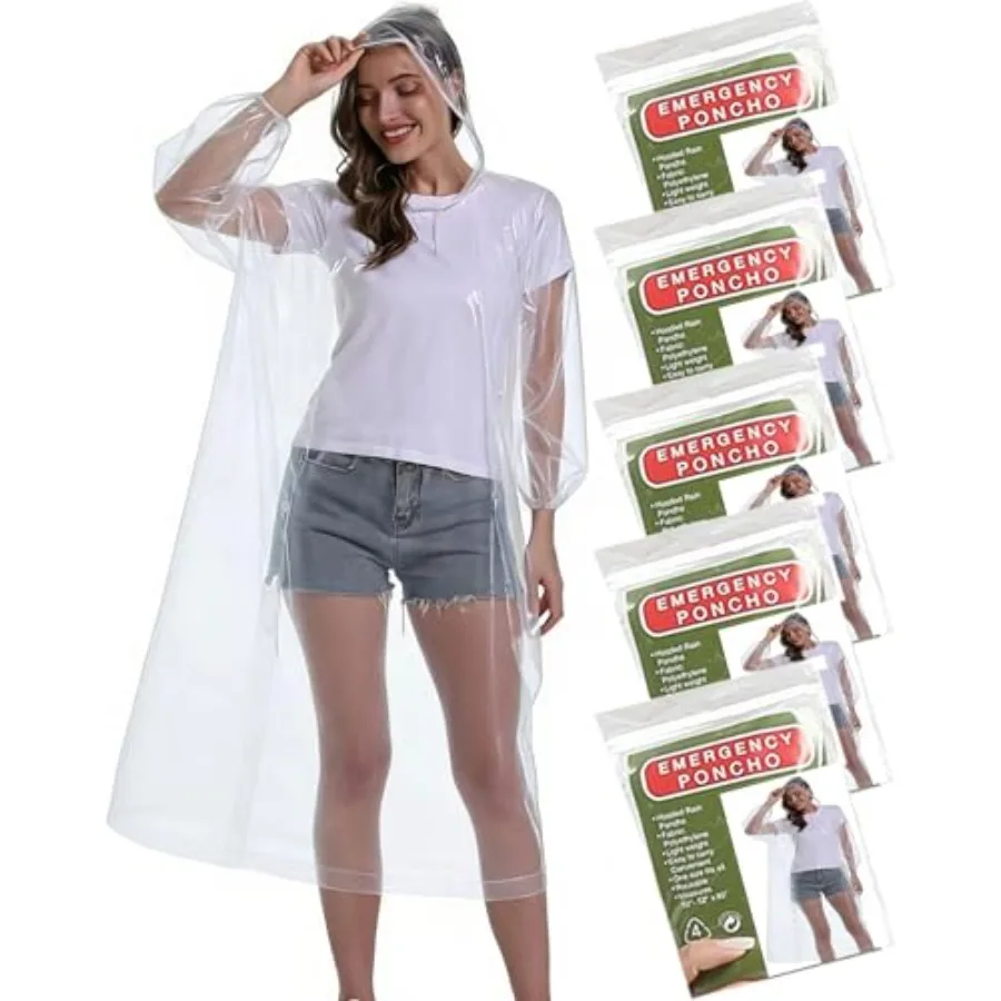 10 Pack Rain Ponchos, with Drawstring Hood Emergency Disposable Rain Ponchos Family Pack for Adults
10 Pack Rain Ponchos, with Drawstring Hood Emergency Disposable Rain Ponchos Family Pack for Adults