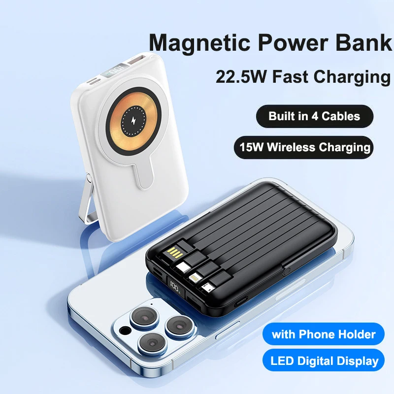 20000mAh Magnetic Power Bank with Cable Stand Wireless 22.5W Fast Charger Powerbank For Magsafe iPhone 17 Samsung Huawei Xiaomi
20000mAh Magnetic Power Bank with Cable Stand Wireless 22.5W Fast Charger Powerbank For Magsafe iPhone 17 Samsung Huawei Xiaomi