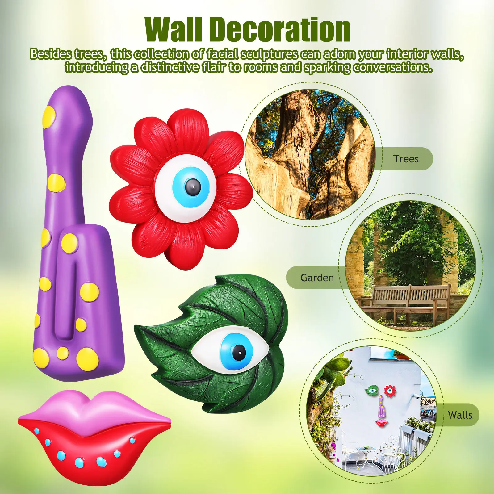 1 Set Colorful Tree Face Statue, Funny Outdoor Tree Face Decor, Resin Garden Sculpture Ornament for Tree Trunk, Home Patio Yard
1 Set Colorful Tree Face Statue, Funny Outdoor Tree Face Decor, Resin Garden Sculpture Ornament for Tree Trunk, Home Patio Yard