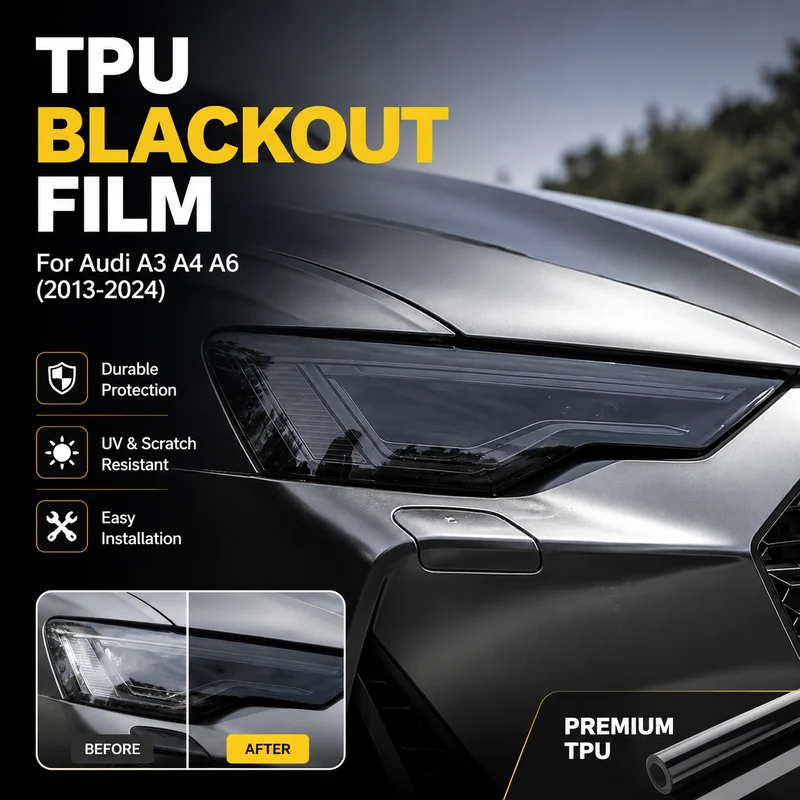 TPU Blackout Headlight and Taillight Film Car Accessory For Audi A3 A4 A6 (2013-2024) Easy Installation, Replacement Parts
TPU Blackout Headlight and Taillight Film Car Accessory For Audi A3 A4 A6 (2013-2024) Easy Installation, Replacement Parts