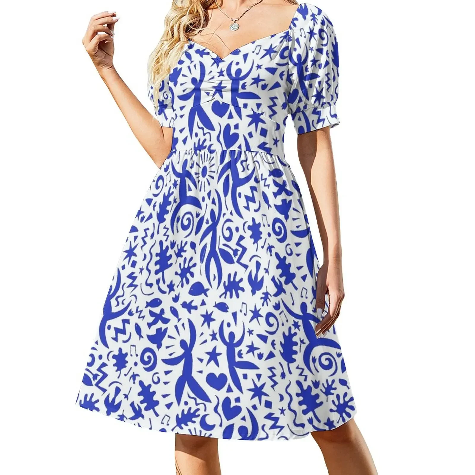 Cuban Salsa - blue on white - contemporary dance pattern by Cecca Designs Short-Sleeved Dress Clothing
Cuban Salsa - blue on white - contemporary dance pattern by Cecca Designs Short-Sleeved Dress Clothing