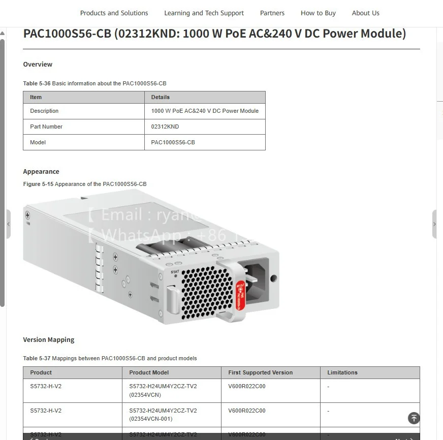 PAC1000S56-CB (02312KND: Модуль питания PoE переменного тока мощностью 1000 Вт и постоянного тока 240 В) 02312KND
PAC1000S56-CB (02312KND: Модуль питания PoE переменного тока мощностью 1000 Вт и постоянного тока 240 В) 02312KND