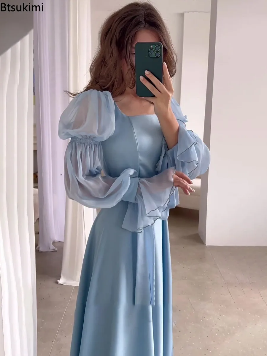2025 Women Dresses Fashion Fairy Forest Style Elegant Maxi Dress for Women Sweet Puff Sleeve Square Collar Lace Up Evening Dress
2025 Women Dresses Fashion Fairy Forest Style Elegant Maxi Dress for Women Sweet Puff Sleeve Square Collar Lace Up Evening Dress