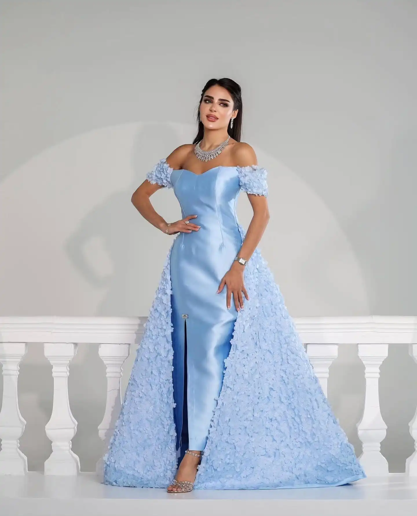 Customized Exquisite Flowers Pearls Evening Dresses Classic Panel Train Off the Shoulder Blue Vestido De Festa Vestido
Customized Exquisite Flowers Pearls Evening Dresses Classic Panel Train Off the Shoulder Blue Vestido De Festa Vestido