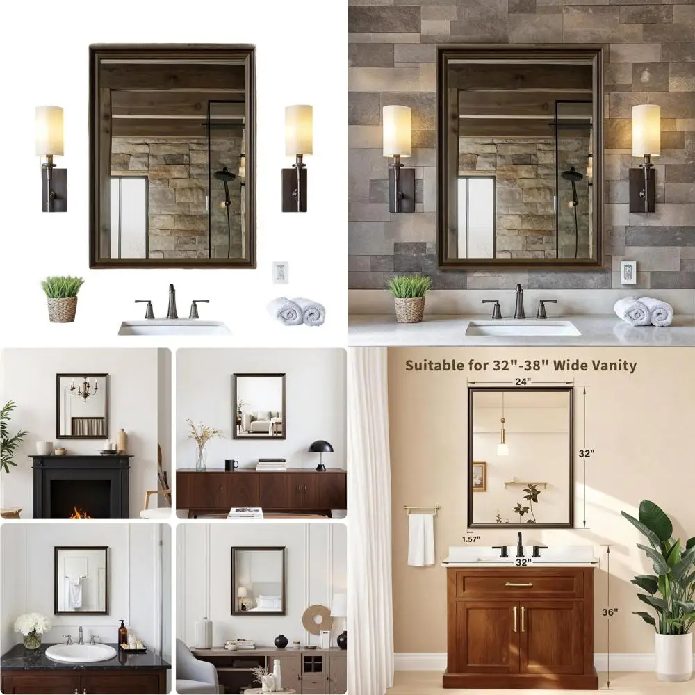 Vintage Copper-Tone Framed Wall Mirror, 24x32 Rectangular, Non-Fogging Tempered Glass, Eco-Friendly & Durable Frame, Rust-Resist
Vintage Copper-Tone Framed Wall Mirror, 24x32 Rectangular, Non-Fogging Tempered Glass, Eco-Friendly & Durable Frame, Rust-Resist
