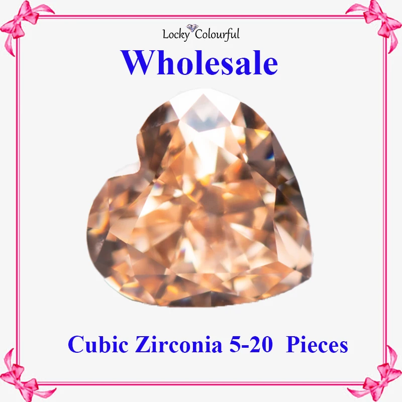 Cubic Zirconia Wholesale Crushed Ice Cut Heart Shape Champagne Color Charms Bead for Diy Jewelry Making Materials No Certificate
Cubic Zirconia Wholesale Crushed Ice Cut Heart Shape Champagne Color Charms Bead for Diy Jewelry Making Materials No Certificate