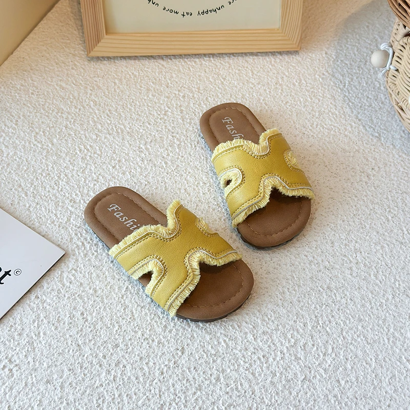 intage Raw Edge Frayed H-Strap Slide Sandals Kids, Lightweight PU Leather Comfort Platform Slippers, Outdoor Vacation Flat Shoes
intage Raw Edge Frayed H-Strap Slide Sandals Kids, Lightweight PU Leather Comfort Platform Slippers, Outdoor Vacation Flat Shoes