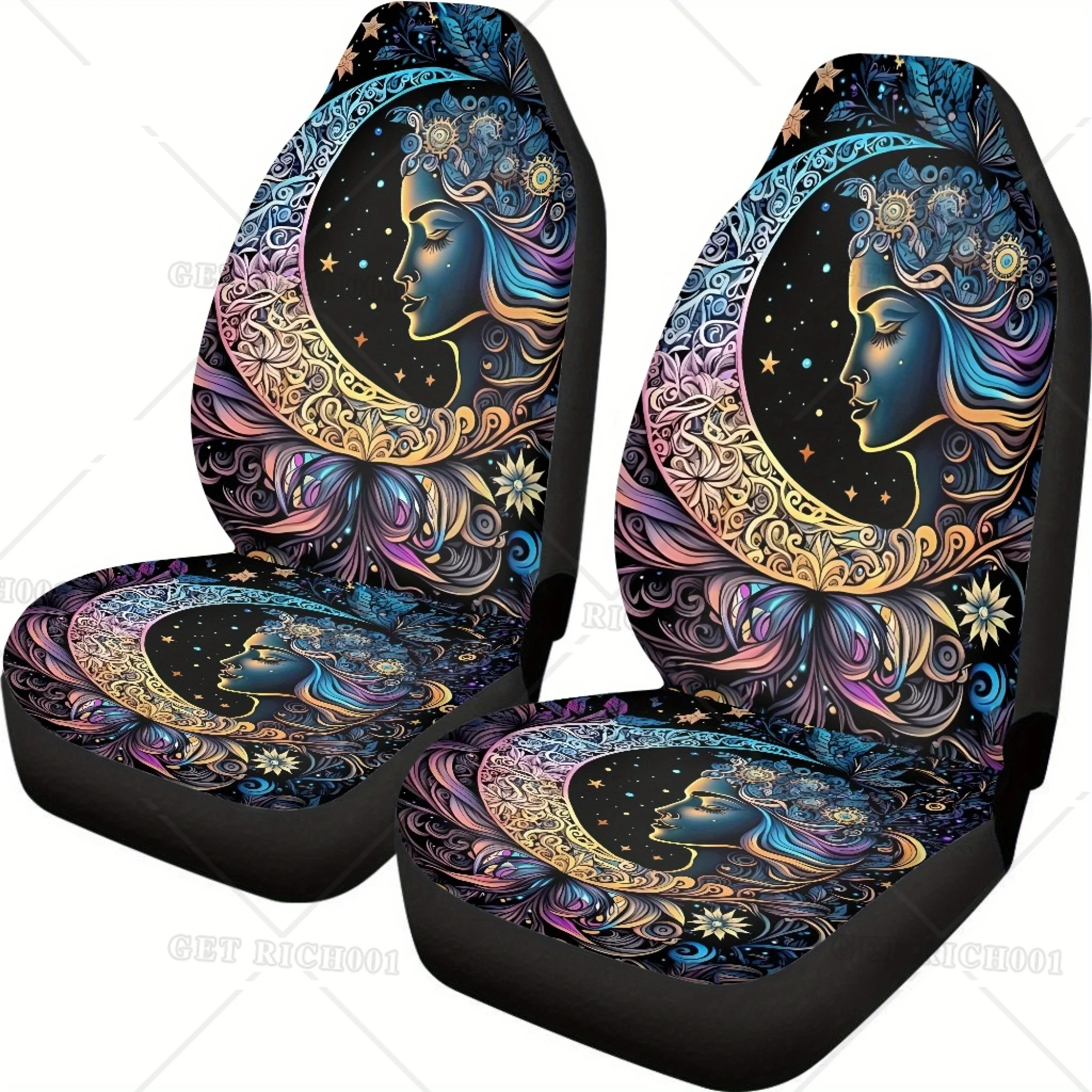 2-Piece Boho Art Star Moon Auto Seat Covers for Men and Women, Washable Front Bucket Seat Protectors for SUVs
2-Piece Boho Art Star Moon Auto Seat Covers for Men and Women, Washable Front Bucket Seat Protectors for SUVs