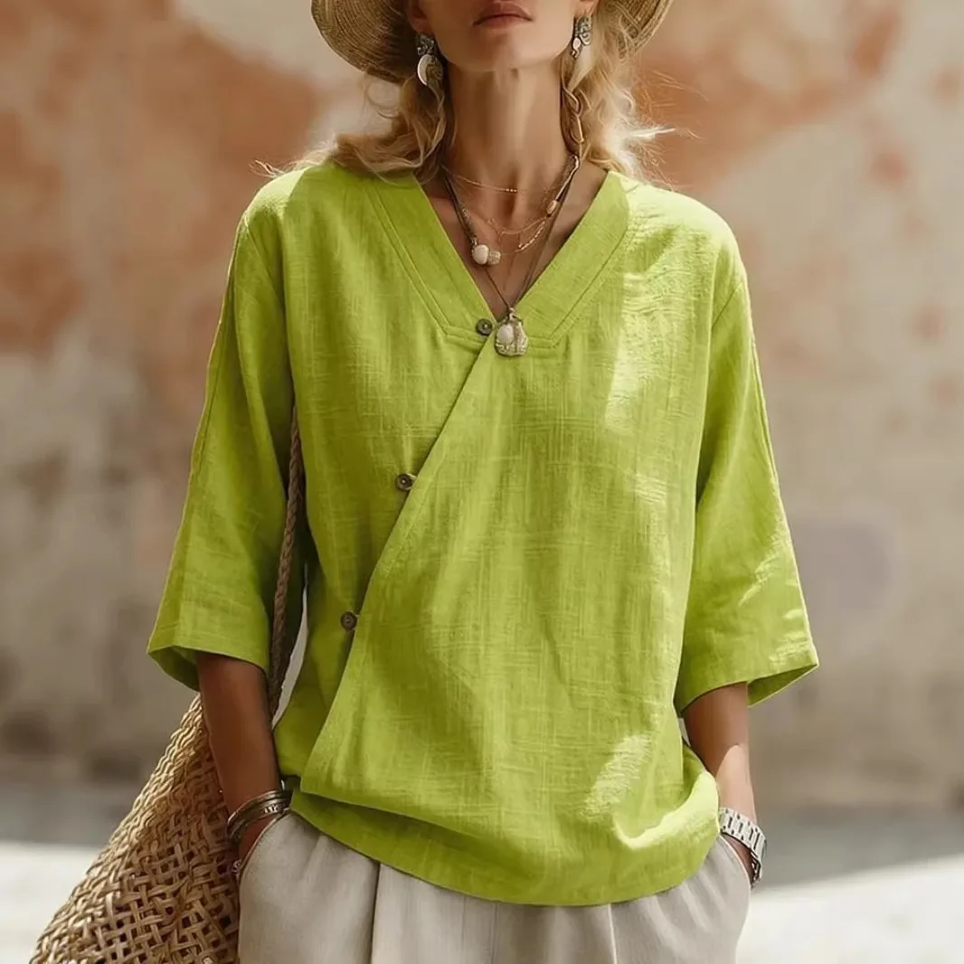 Women Casual Short Sleeve Loose Shirt Chic Elegant Solid Harajuku V Neck Blouse Vintage Oversize Tops Y2K Streetwear Tunic Blusa
Women Casual Short Sleeve Loose Shirt Chic Elegant Solid Harajuku V Neck Blouse Vintage Oversize Tops Y2K Streetwear Tunic Blusa