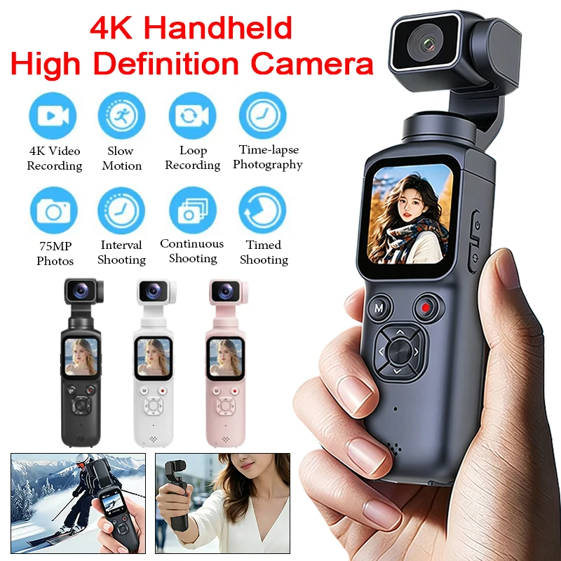 4K High-Definition Handheld Camera with 330° Face Tracking Gimbal Stabilizer 1.72 Inch Touch Screen Digital Cam for Outdoor Vlog
4K High-Definition Handheld Camera with 330° Face Tracking Gimbal Stabilizer 1.72 Inch Touch Screen Digital Cam for Outdoor Vlog