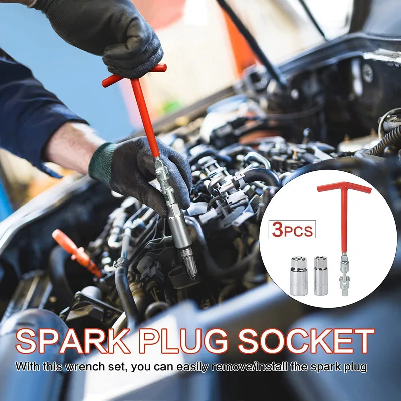 Универсальный набор инструментов для снятия свечей зажигания 3-в-1 с торцевым ключом с Т-образной ручкой 16 мм, 5/8 дюйма и 21 мм, 13/16 дюйма для ремонта автомобилей и мотоциклов
Универсальный набор инструментов для снятия свечей зажигания 3-в-1 с торцевым ключом с Т-образной ручкой 16 мм, 5/8 дюйма и 21 мм, 13/16 дюйма для ремонта автомобилей и мотоциклов