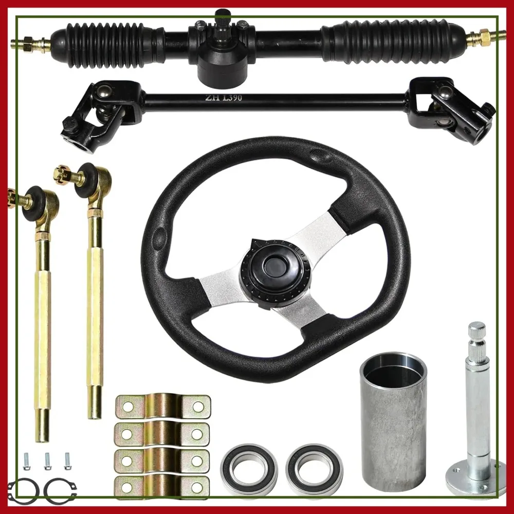 Go Kart Steering Kit 390mm Shaft+440mm Rack and Pinion+270mm Wheel+150mm Column+80mm Sleeve for Buggy Quad Golf UTV
Go Kart Steering Kit 390mm Shaft+440mm Rack and Pinion+270mm Wheel+150mm Column+80mm Sleeve for Buggy Quad Golf UTV