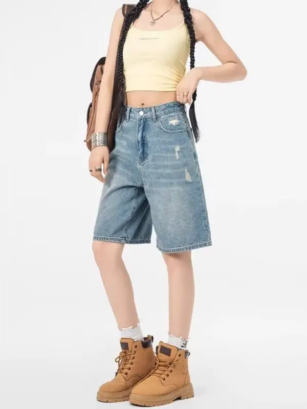 plus Size Denim Shorts Women's Summer New Style Small Size Loose Slimming Straight Cut Five-Quarter Mid-Pants High Waist
plus Size Denim Shorts Women's Summer New Style Small Size Loose Slimming Straight Cut Five-Quarter Mid-Pants High Waist