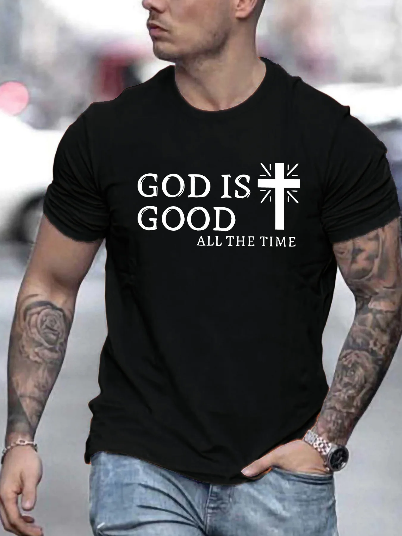 Casual T-Shirt Polyester Men's Casual Crew Neck T-Shirt | 1pc with "God is Good All The Time" Print, Slight Stretch
Casual T-Shirt Polyester Men's Casual Crew Neck T-Shirt | 1pc with "God is Good All The Time" Print, Slight Stretch