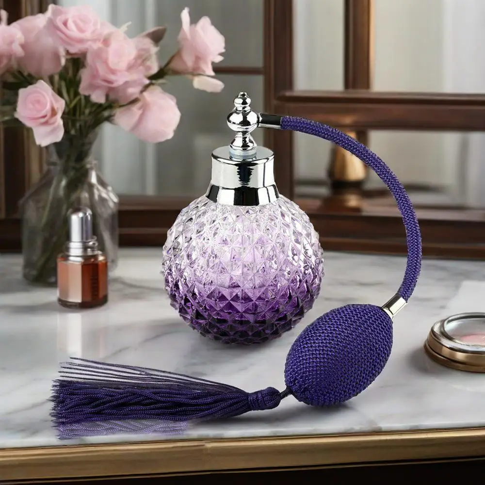 Vintage Perfume Bottle Atomizer Empty Glass 100ml Purple with Pump Airbag Spray Tassels Refillable Bottles Lady Gift Decoration
Vintage Perfume Bottle Atomizer Empty Glass 100ml Purple with Pump Airbag Spray Tassels Refillable Bottles Lady Gift Decoration
