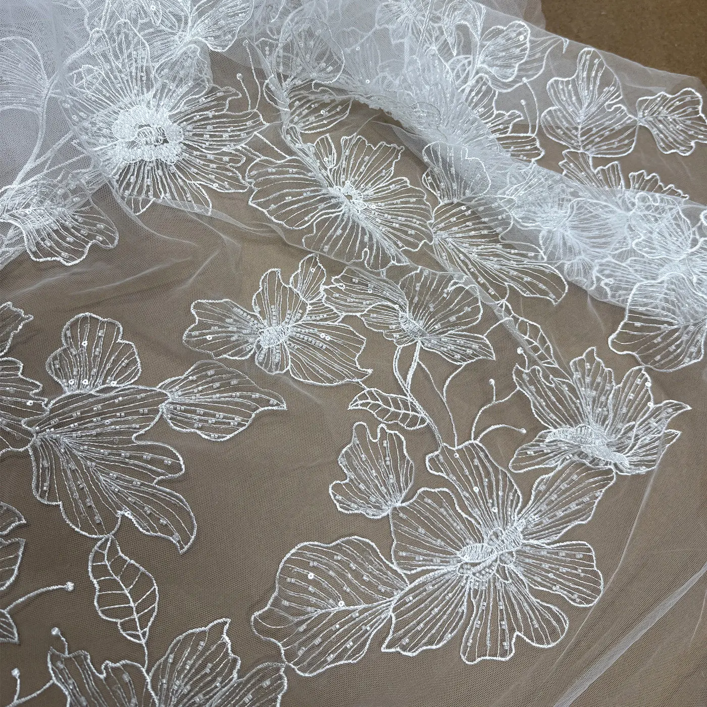 European Large Flower Beads Sequins Embroidered Lace Fabric for DIY Wedding and Children's Garments Ideal Clothing Accessory
European Large Flower Beads Sequins Embroidered Lace Fabric for DIY Wedding and Children's Garments Ideal Clothing Accessory