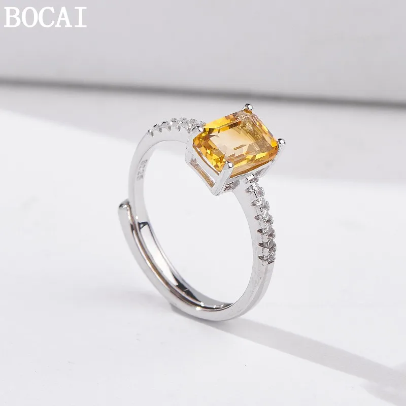 BOCAI New S925 Silver Simple yet Luxurious Micro Set Zircon Square Sugar Yellow Crystal Engagement Ring Women's Choice Gift
BOCAI New S925 Silver Simple yet Luxurious Micro Set Zircon Square Sugar Yellow Crystal Engagement Ring Women's Choice Gift
