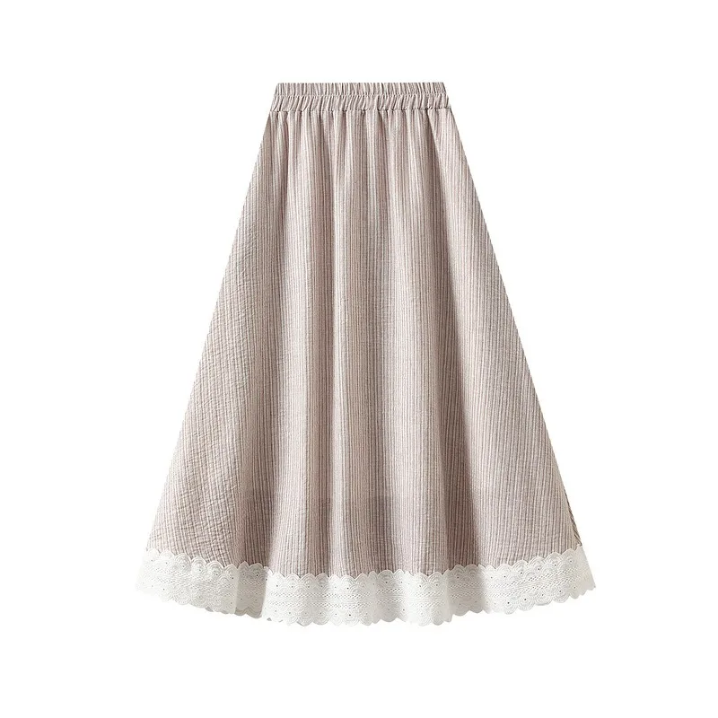 Casual plaid Lace maxi skirt for women in spring and summer Korean loose casual elastic waist maxi patchwork A-line lining skirt
Casual plaid Lace maxi skirt for women in spring and summer Korean loose casual elastic waist maxi patchwork A-line lining skirt