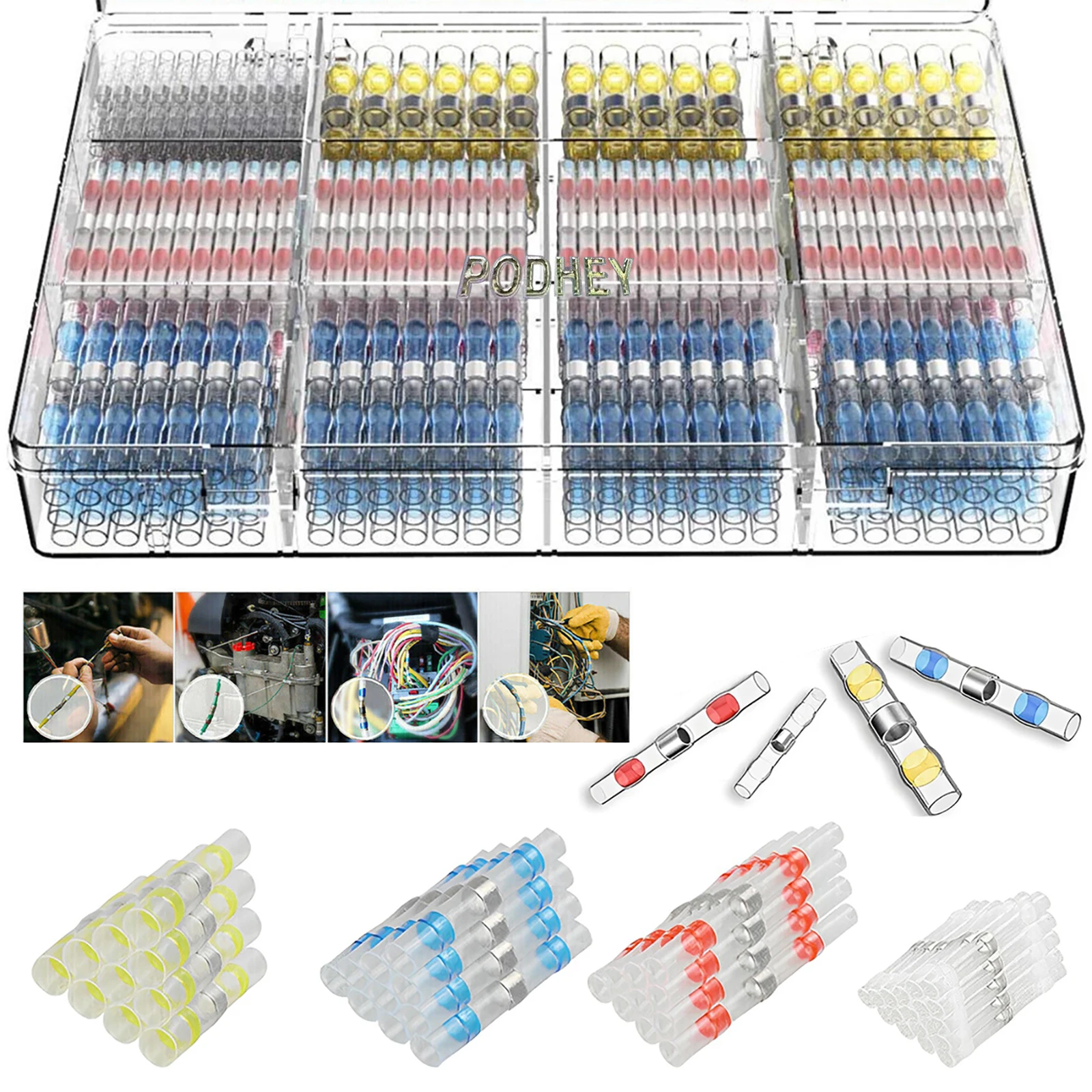 200Pcs Waterproof Solder Seal Heat Shrink Wire Butt Terminal Connectors Kit for Solder Crimp Cable Terminals Shrink for Marine
200Pcs Waterproof Solder Seal Heat Shrink Wire Butt Terminal Connectors Kit for Solder Crimp Cable Terminals Shrink for Marine