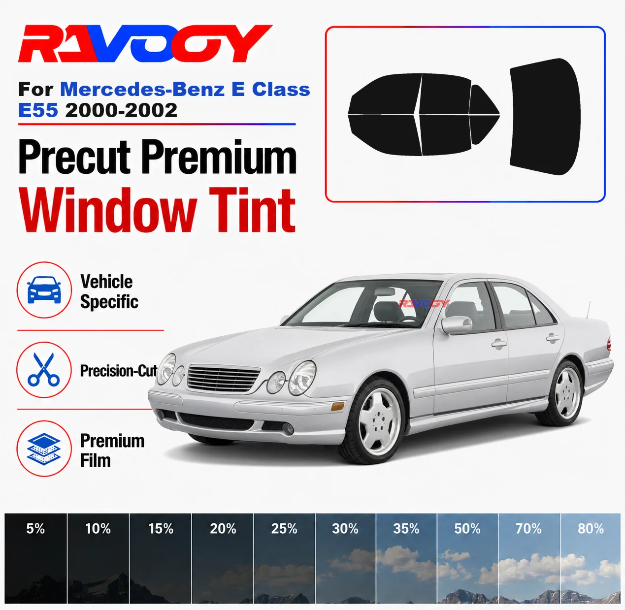 Premium Precut Window Tint Kit Front Rear Windows Rear Windshield For Mercedes-Benz E Class E55 2000-2002 Nano Ceramic Film
Premium Precut Window Tint Kit Front Rear Windows Rear Windshield For Mercedes-Benz E Class E55 2000-2002 Nano Ceramic Film
