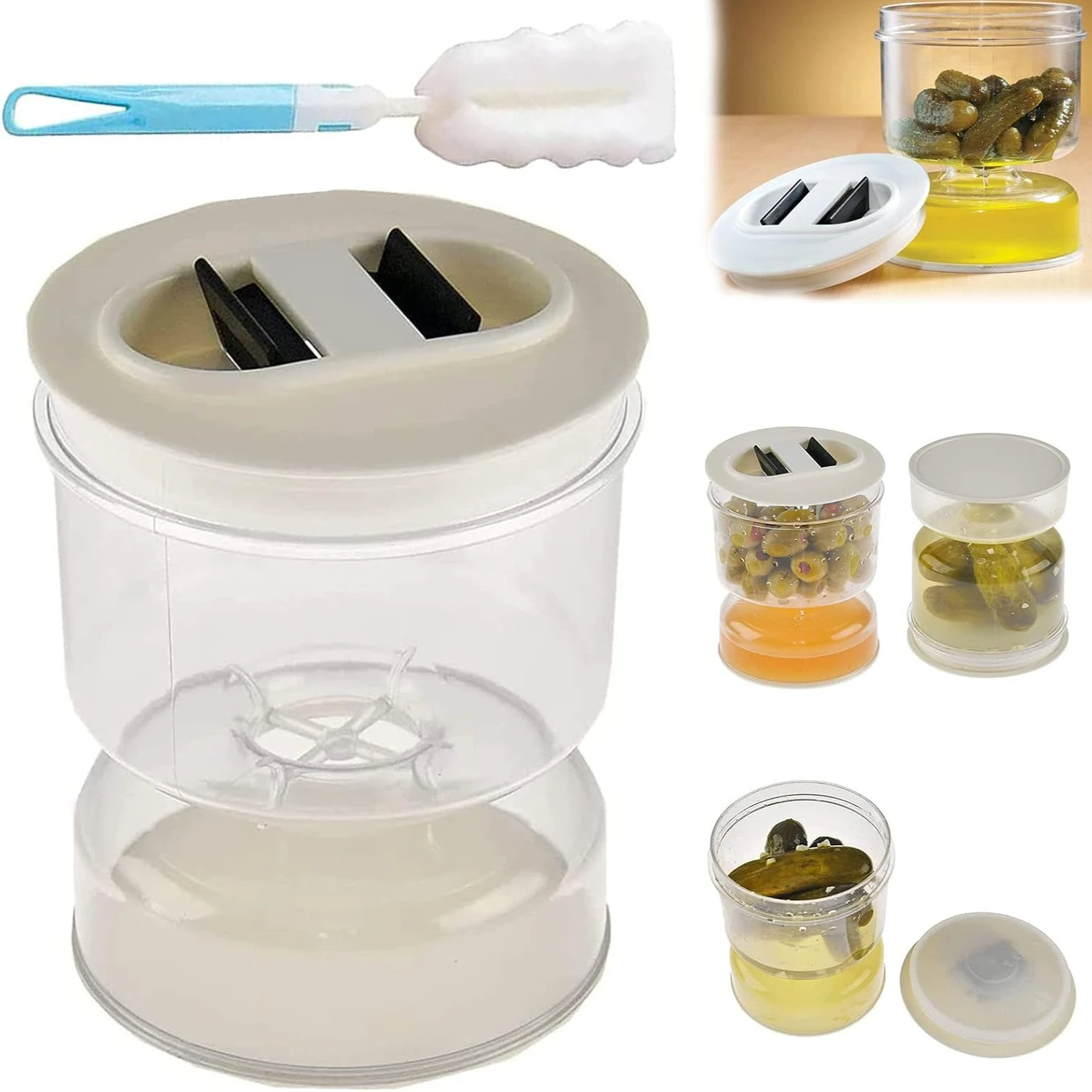 Pickle and Olive Hourglass Jar, Pickle Jar with Strainer Flip, Pickle Juice Separator Jar Flip, Pickle Container with Strainer,
Pickle and Olive Hourglass Jar, Pickle Jar with Strainer Flip, Pickle Juice Separator Jar Flip, Pickle Container with Strainer,