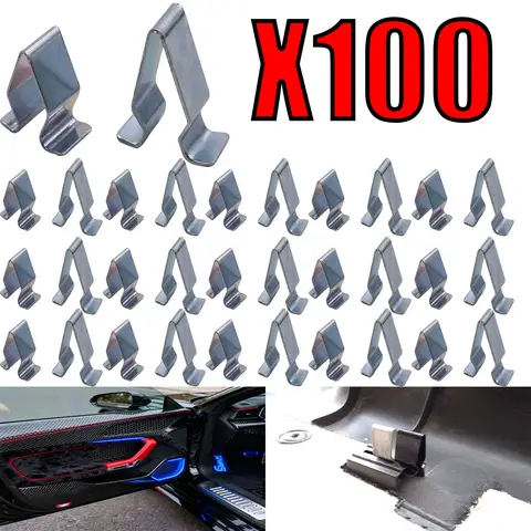 10-100X Car Door Metal Trim Panel Spring Clip Trim Moulding Clip For VW Audi GTI R32 Passat Jetta Rabbit Tiguan Quattro Q3 Q5 Q8