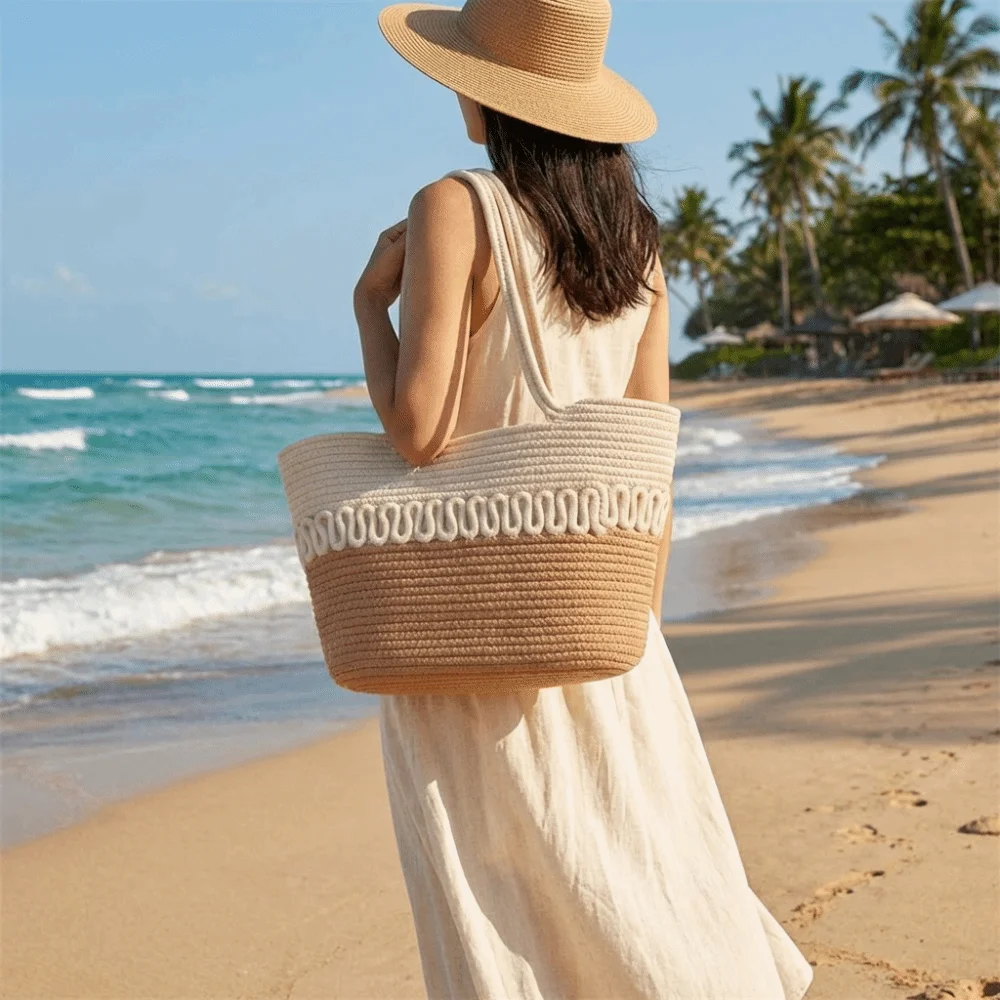 Storage Basket Bag Nylon Woven Tote Bag Knitted Hollow Weave Straw Bag French Style Hollow Out Women Handbag Beach
Storage Basket Bag Nylon Woven Tote Bag Knitted Hollow Weave Straw Bag French Style Hollow Out Women Handbag Beach