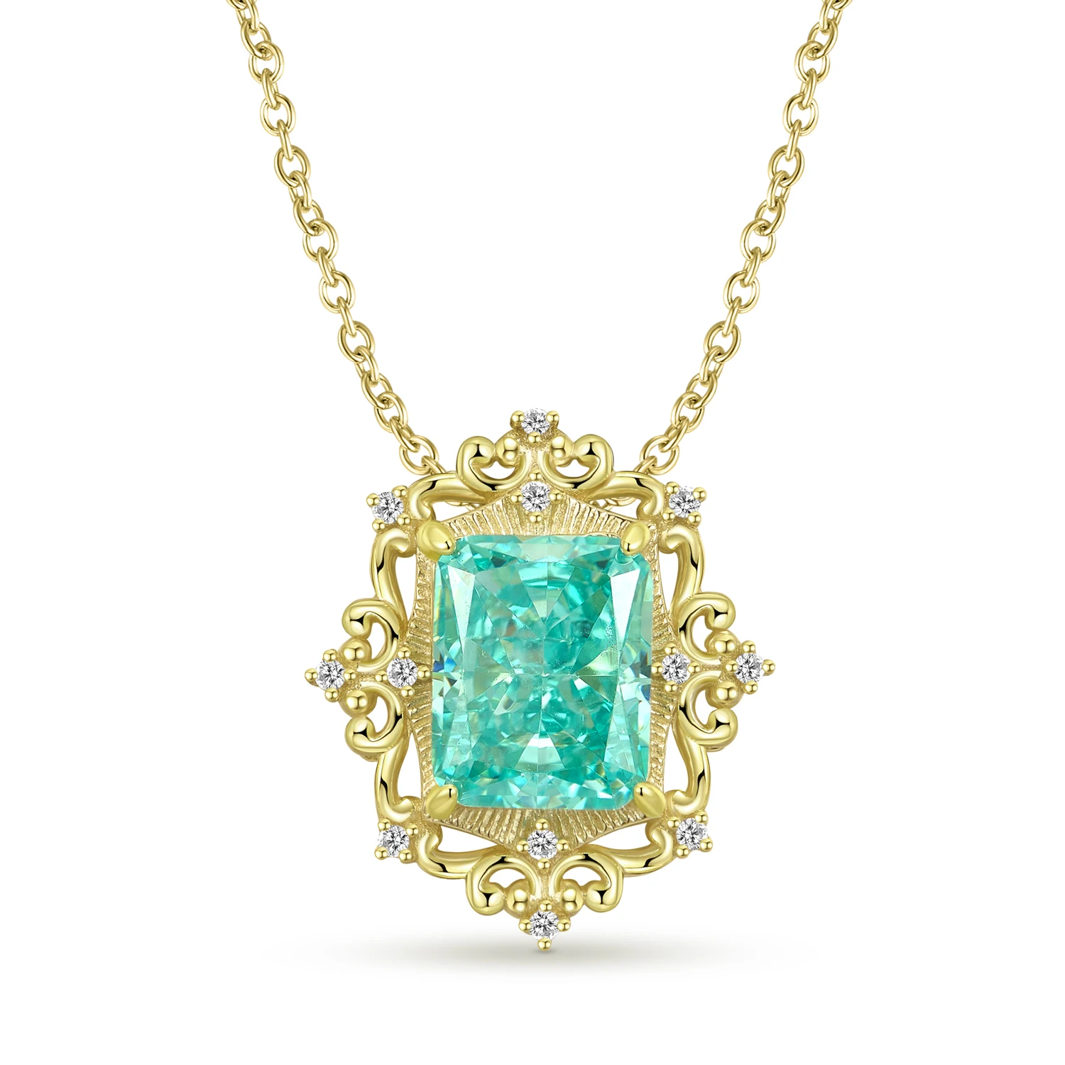 925 Sterling Silver Vintage Gold Patterned Ice Flower Cut Zircon Pendant Collarbone Necklace for Women Chain Link Fine Jewelry
925 Sterling Silver Vintage Gold Patterned Ice Flower Cut Zircon Pendant Collarbone Necklace for Women Chain Link Fine Jewelry