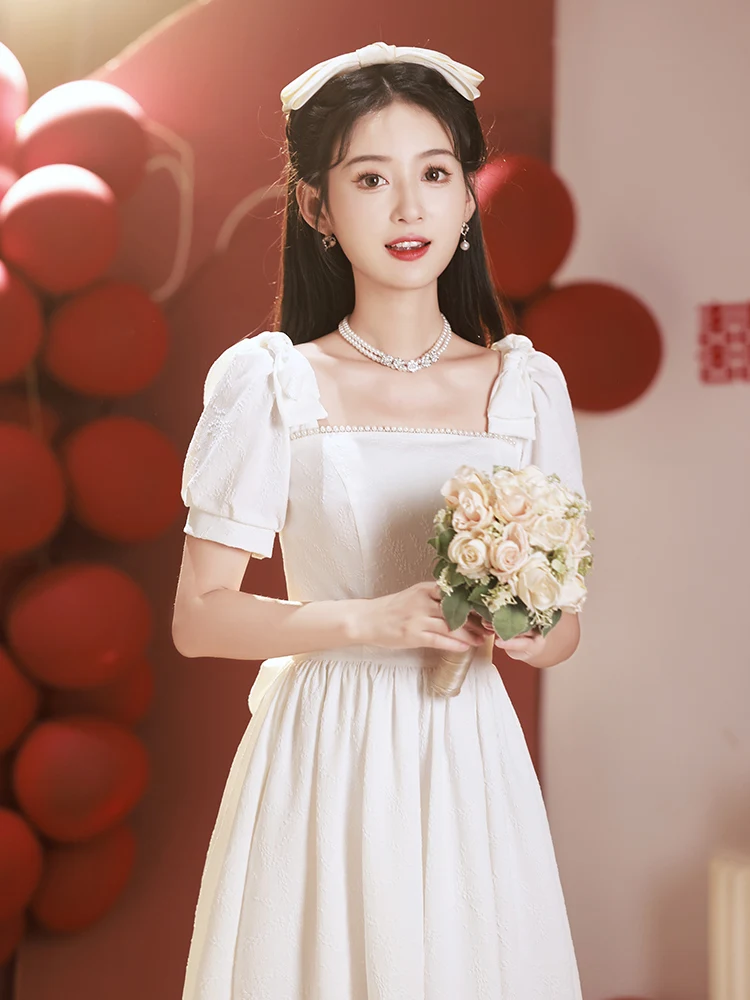 White Wedding Dr Women's Engagement Dr Daily Skirt Sweet Sle Pearl Embellied A-Line Midi Dr for Various Ocns
White Wedding Dr Women's Engagement Dr Daily Skirt Sweet Sle Pearl Embellied A-Line Midi Dr for Various Ocns