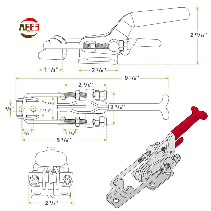 AEE3-4Pack Toggle Clamps W/Adjustable U Bolt Latch, 90 Degree Vertical (40344) And Self-Lock (40341), 2 Of Each
AEE3-4Pack Toggle Clamps W/Adjustable U Bolt Latch, 90 Degree Vertical (40344) And Self-Lock (40341), 2 Of Each