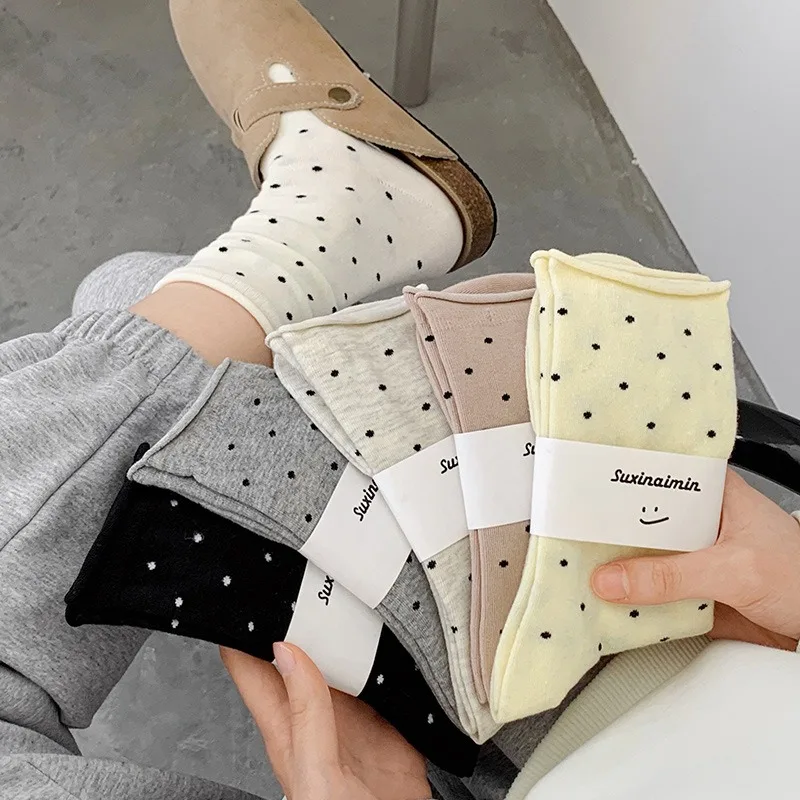Spring Summer Thin Women's Socks Vintage Cream Curled-edge Polka Dot Mid-tube Socks Artistic Hosiery Breathable Stackable Socks
Spring Summer Thin Women's Socks Vintage Cream Curled-edge Polka Dot Mid-tube Socks Artistic Hosiery Breathable Stackable Socks