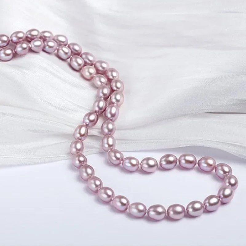 Elegant 8-9mm Natural Rice Shape Deep Purple Pearl Necklace Jewelry for Women Girls Pendant 925 Sterling Silver
Elegant 8-9mm Natural Rice Shape Deep Purple Pearl Necklace Jewelry for Women Girls Pendant 925 Sterling Silver