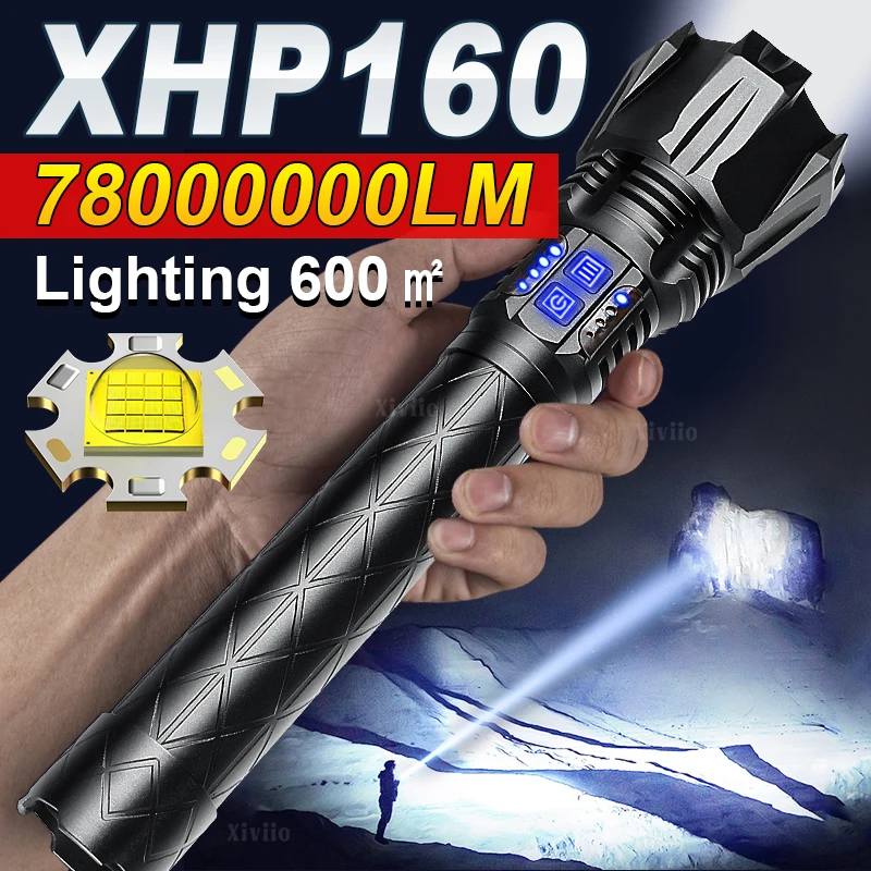 Самый мощный фонарик Супер яркий XHP160 Перезаряжаемый долговечный тактический фонарик для самообороны Открытый охотничий аварийный патруль
Самый мощный фонарик Супер яркий XHP160 Перезаряжаемый долговечный тактический фонарик для самообороны Открытый охотничий аварийный патруль