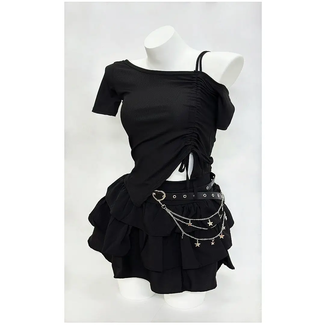 Gothic Black Drawstring Top & Flared Skirt Set for Women, Dark Alternative Outfit with Anti-Peeking Design | Slimming
Gothic Black Drawstring Top & Flared Skirt Set for Women, Dark Alternative Outfit with Anti-Peeking Design | Slimming