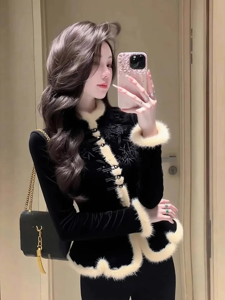 New Chinese Sle Women's Fce Lined irt Bla Warmth Faionable Anti-Aging Thi Plu National Sle Top Winter
New Chinese Sle Women's Fce Lined irt Bla Warmth Faionable Anti-Aging Thi Plu National Sle Top Winter