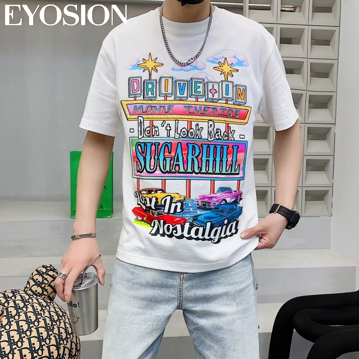 Men's Short Sleeve T-shirt Cotton Vintage Summer Fashion Colorful Print Round Neck Korean Personalized Youth Loose Tees Top
Men's Short Sleeve T-shirt Cotton Vintage Summer Fashion Colorful Print Round Neck Korean Personalized Youth Loose Tees Top
