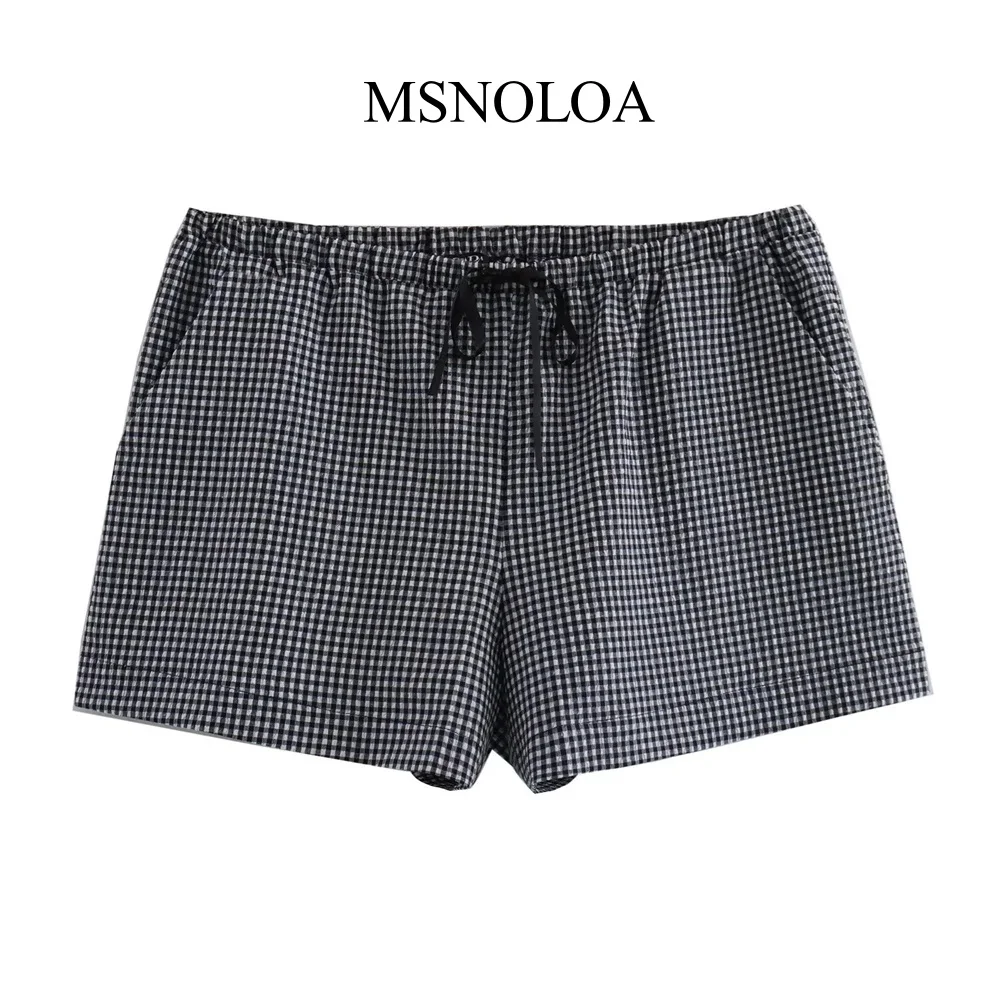2024 Summer New Women's Wear European and American Style Retro Loose Casual Versatile Drawstring Checkered Shorts
2024 Summer New Women's Wear European and American Style Retro Loose Casual Versatile Drawstring Checkered Shorts