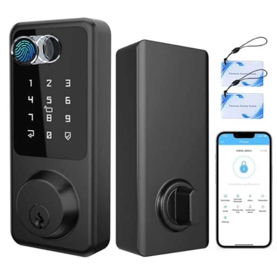 Keyless Entry Lock for Front Door, Fingerprint Door Lock with Touchscreen Keypad, Electronic Deadbolt for Home and Hotel
Keyless Entry Lock for Front Door, Fingerprint Door Lock with Touchscreen Keypad, Electronic Deadbolt for Home and Hotel
