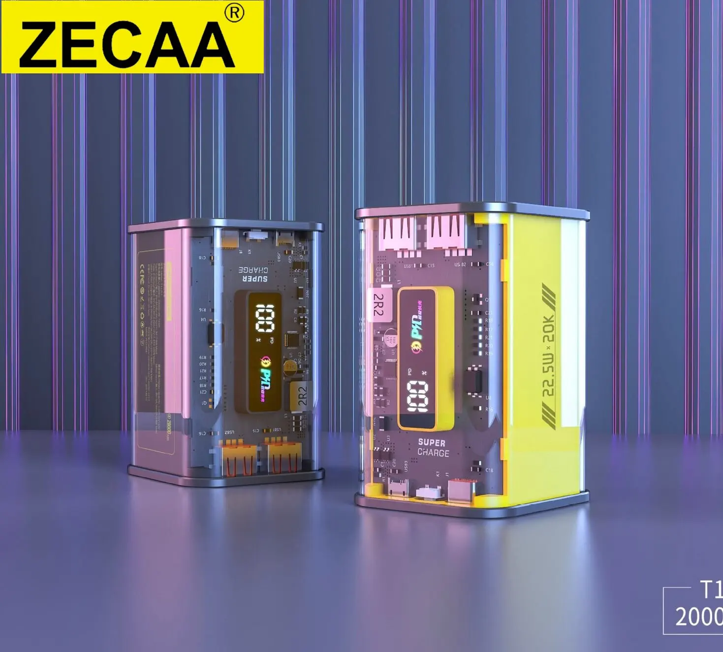 ZECAA Transparent Fast Charging 22.5W PD20W Pank Digital Mecha Power Bank Charger 20000mAh With Digital LED Power Display
ZECAA Transparent Fast Charging 22.5W PD20W Pank Digital Mecha Power Bank Charger 20000mAh With Digital LED Power Display