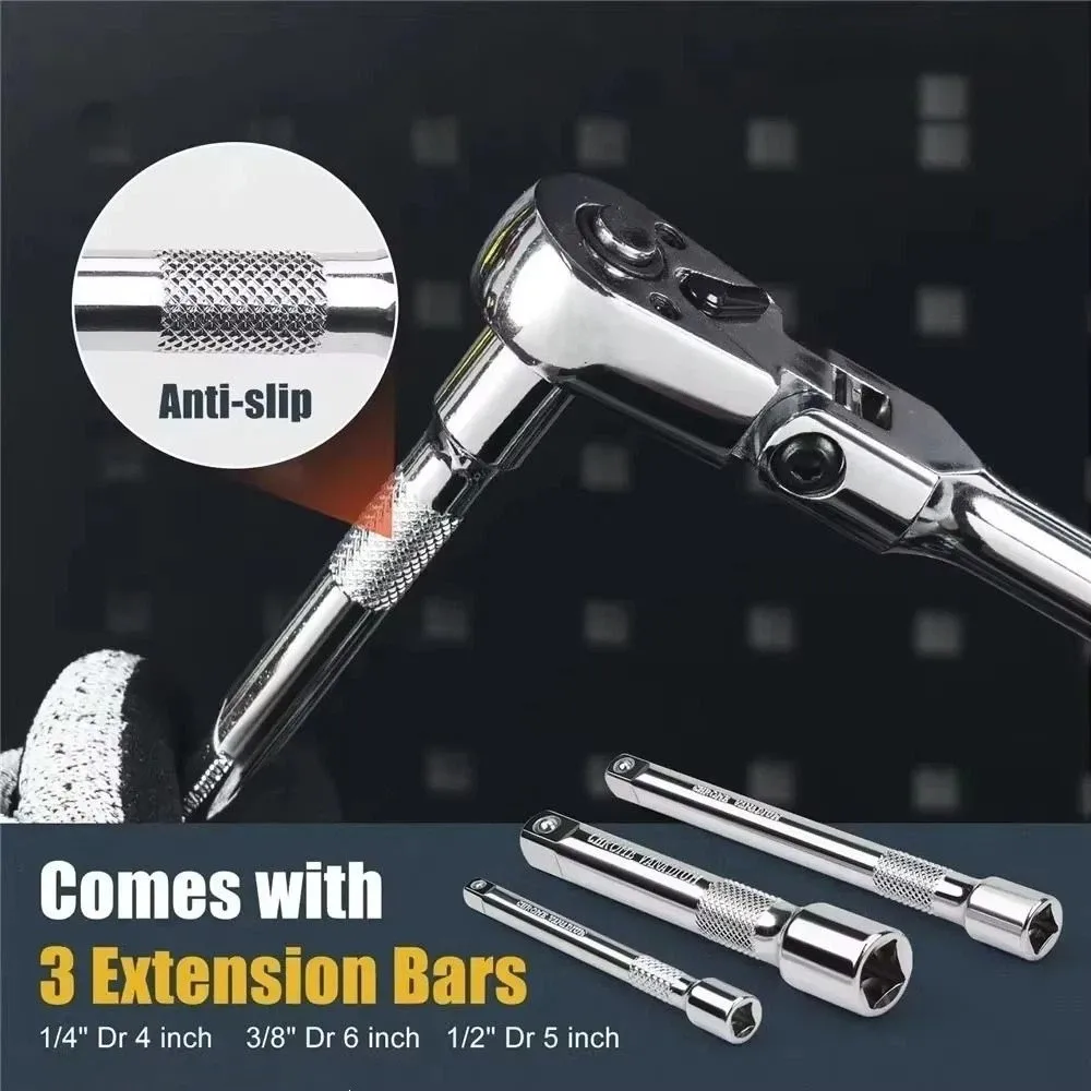 72 Tooth Flex Head Ratchet Set Rubber Grip 180° Swivel Head Ratchet Wrench Adjustable Flex Head Design Adjustable Ratchet Wrench
72 Tooth Flex Head Ratchet Set Rubber Grip 180° Swivel Head Ratchet Wrench Adjustable Flex Head Design Adjustable Ratchet Wrench