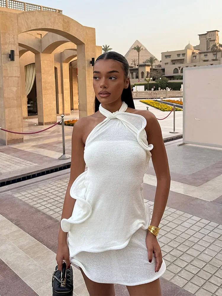 Fashion White Layered Ruffles Halter Dress For Women Sexy Backless High Waist Bodycon Pleated Dresses Sexy Party Street Robes
Fashion White Layered Ruffles Halter Dress For Women Sexy Backless High Waist Bodycon Pleated Dresses Sexy Party Street Robes