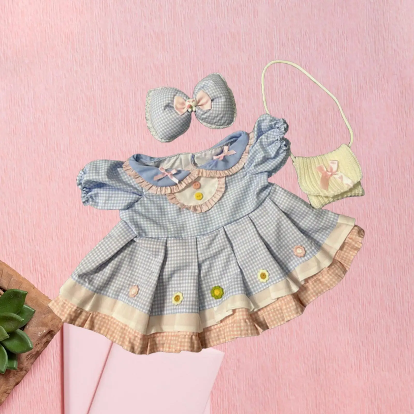 3 Pieces Doll Dress and Bow Hairpin Bag Costume Accs, Handmade Clothing for 23inch Doll Dress up Halloween Gifts
3 Pieces Doll Dress and Bow Hairpin Bag Costume Accs, Handmade Clothing for 23inch Doll Dress up Halloween Gifts