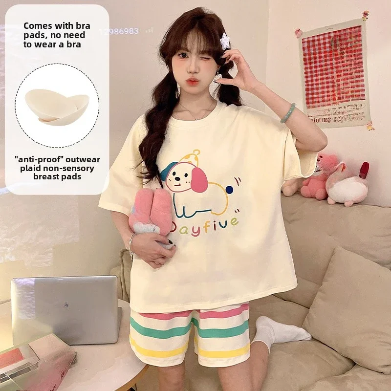 Summer cute cartoon print Pajamas Set for Women korean gray Short Sleeve T Shirt+Shorts Sleepwear Female Casual Pyjamas Homewear
Summer cute cartoon print Pajamas Set for Women korean gray Short Sleeve T Shirt+Shorts Sleepwear Female Casual Pyjamas Homewear