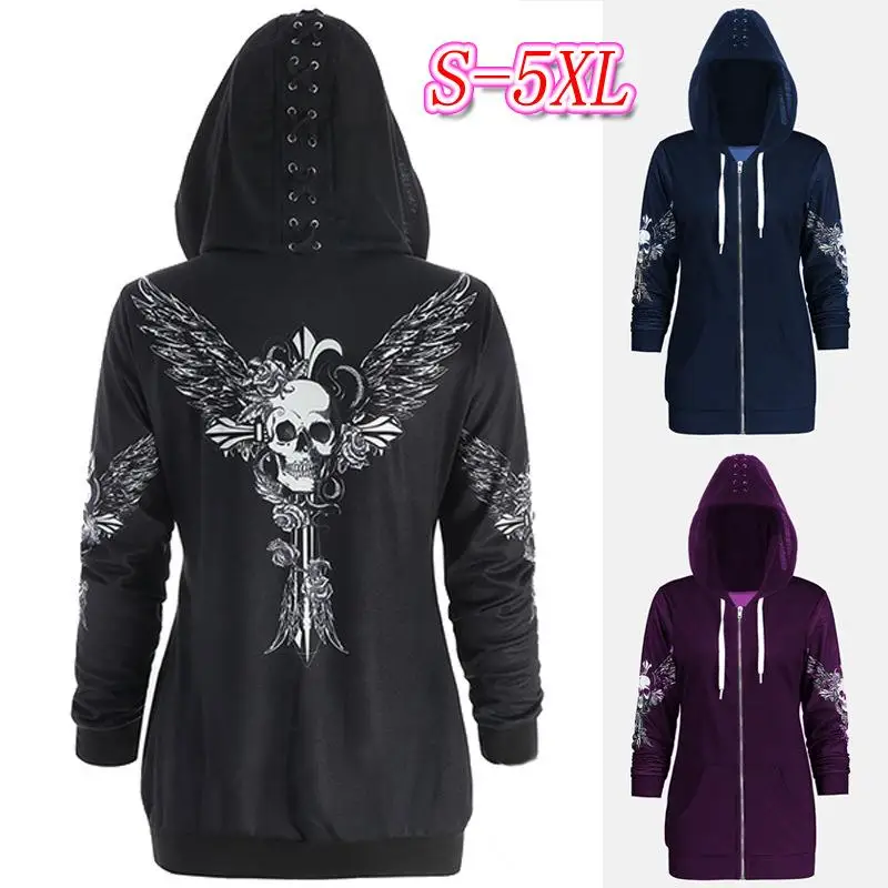 Large Size Long Women's Hooded Cardigan Sweatshirt Casual Comfortable plus Size Clothing with Skull Pattern for Ladies
Large Size Long Women's Hooded Cardigan Sweatshirt Casual Comfortable plus Size Clothing with Skull Pattern for Ladies