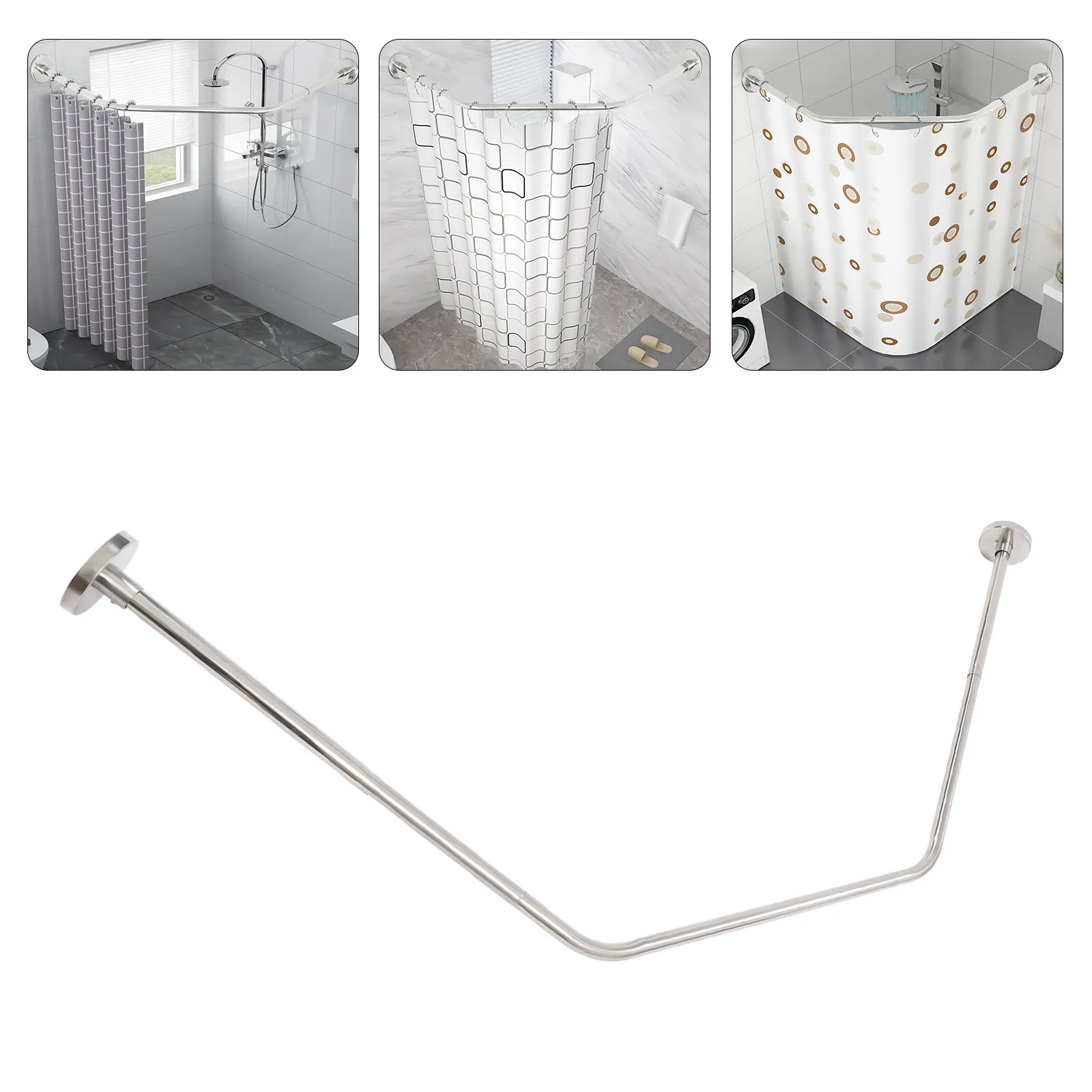 Corner Shower Curtain Rod Adjustable Stainless Steel Curved Shaped Rack Bathroom
Corner Shower Curtain Rod Adjustable Stainless Steel Curved Shaped Rack Bathroom