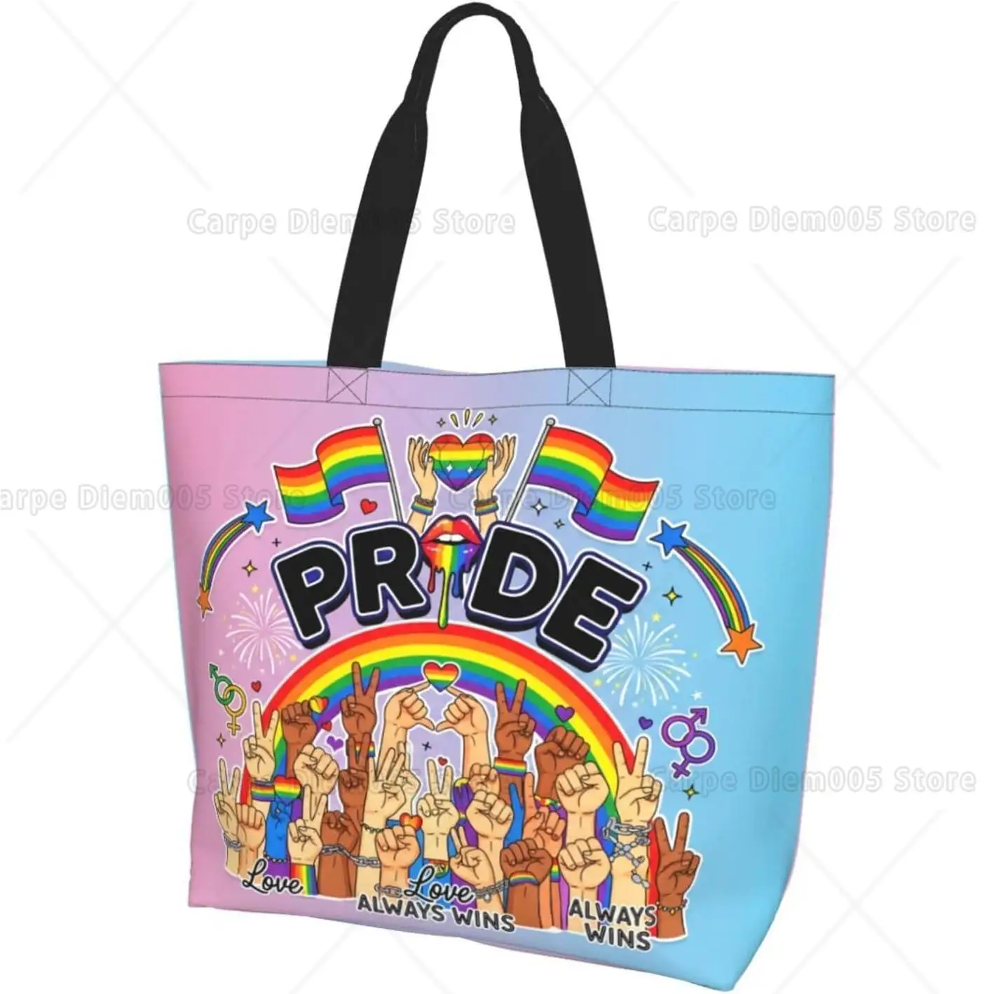 Gay Pride Tote Bag,Fashion Rainbow Heart Shopping Beach Grocery Reusable Shoulder Bags for Women Men
Gay Pride Tote Bag,Fashion Rainbow Heart Shopping Beach Grocery Reusable Shoulder Bags for Women Men