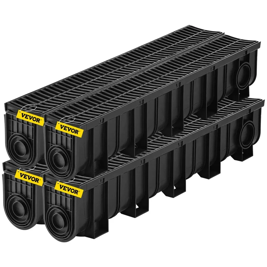 Trench Drain System Channel Drain with Plastic Grate 5.9x7.5-Inch HDPE Drainage Trench Black Plastic Garage Floor Drain 4x39 T
Trench Drain System Channel Drain with Plastic Grate 5.9x7.5-Inch HDPE Drainage Trench Black Plastic Garage Floor Drain 4x39 T