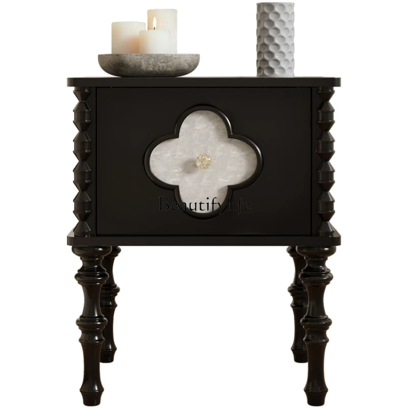French retro bedside table Solid wood small storage edge Bedroom bedside storage cabinet
French retro bedside table Solid wood small storage edge Bedroom bedside storage cabinet