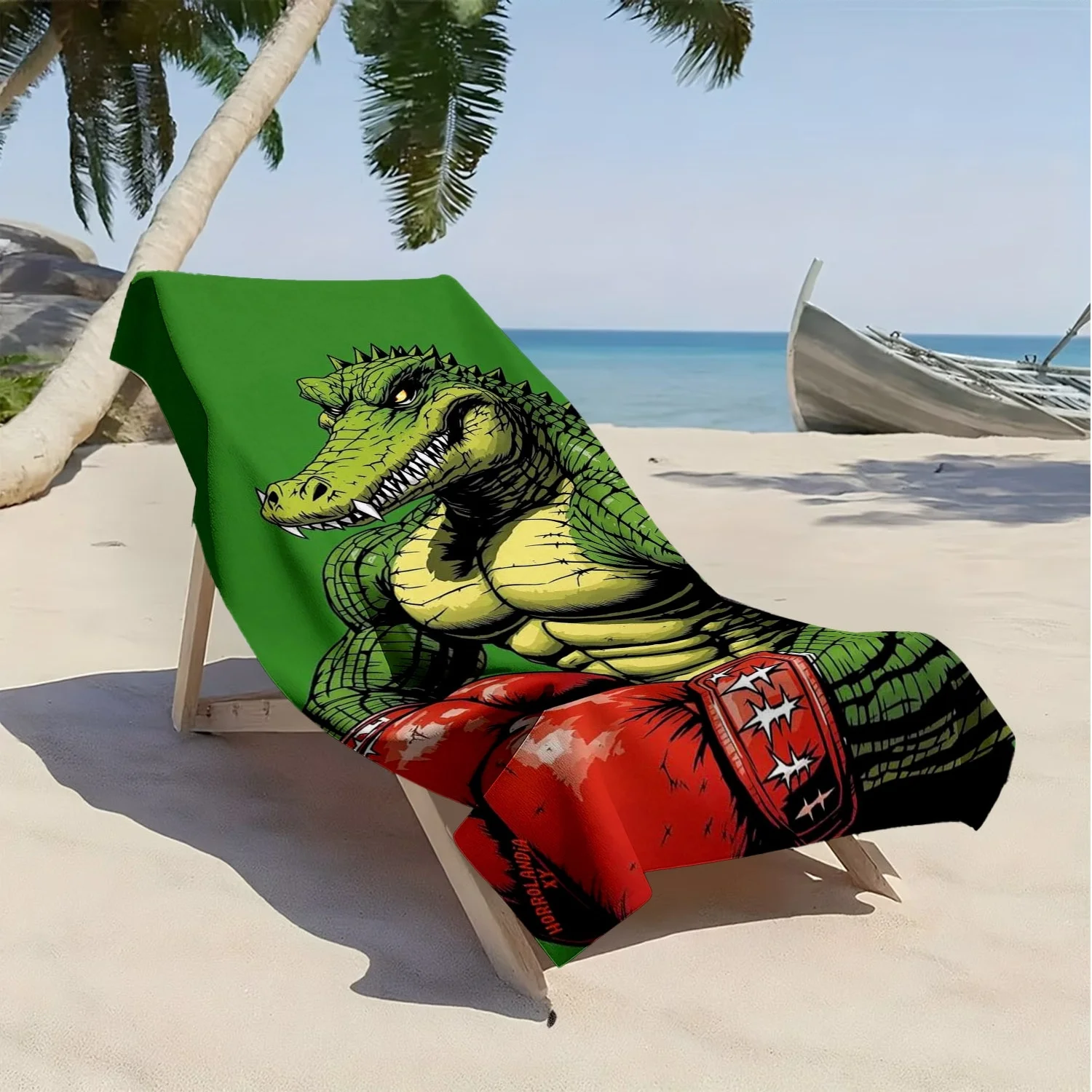 Cartoon crocodile boxer-style pattern polyester microfiber beach towel is highly absorbent, suitable swimming and beach outings
Cartoon crocodile boxer-style pattern polyester microfiber beach towel is highly absorbent, suitable swimming and beach outings