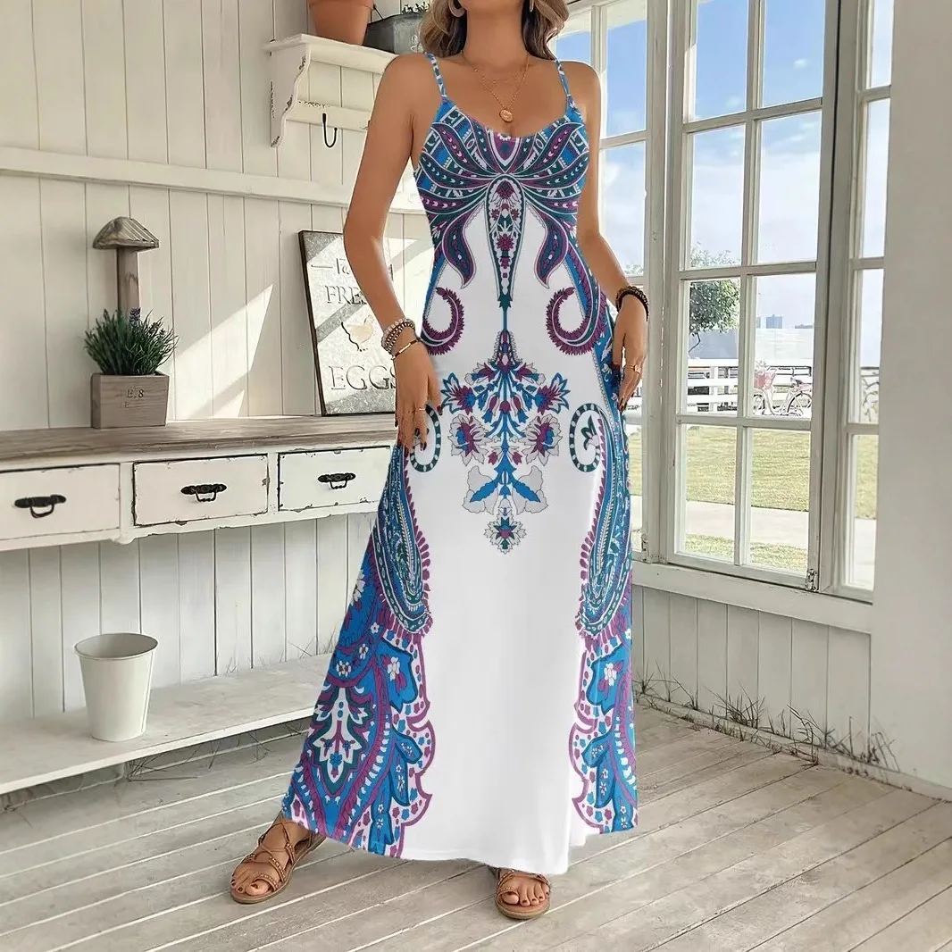 2025 Summer Women's Suspender Dress Ethnic Print Fashion Vacation White Long Skirt for Female
2025 Summer Women's Suspender Dress Ethnic Print Fashion Vacation White Long Skirt for Female